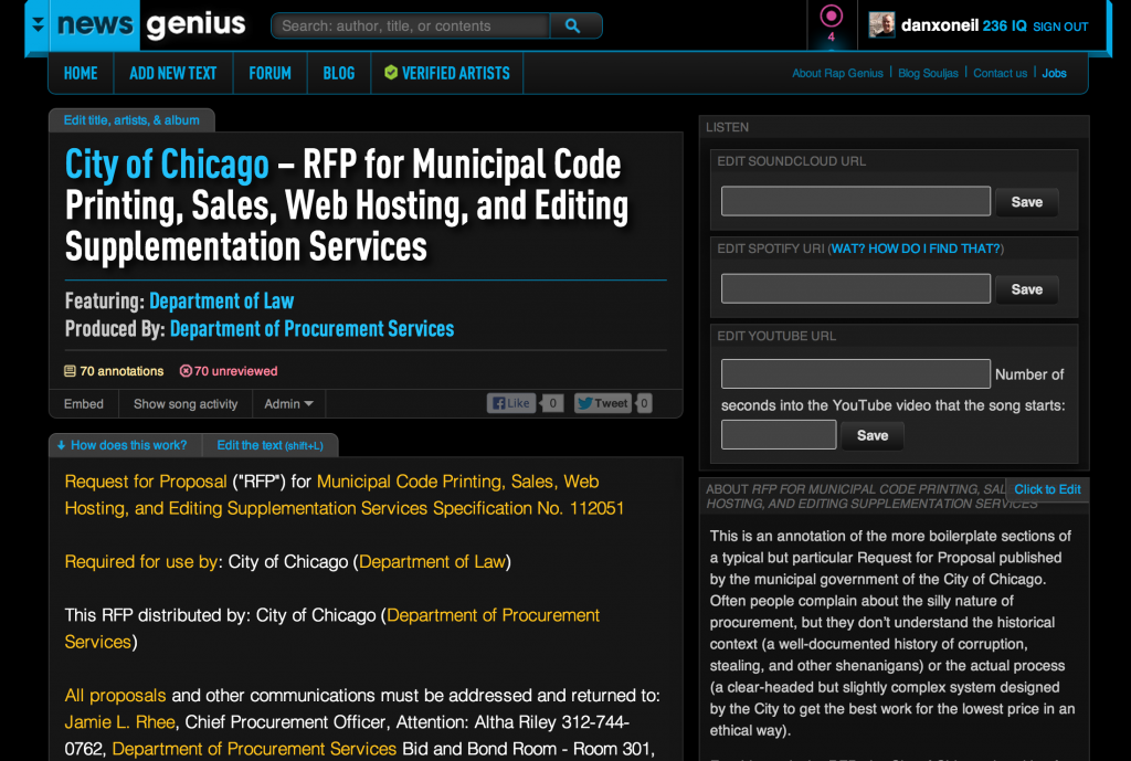 City of Chicago – RFP for Municipal Code Printing, Sales, Web Hosting, and Editing Supplementation Service