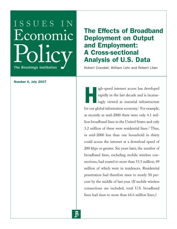 Effects of Broadband Deployment on Output and Employment