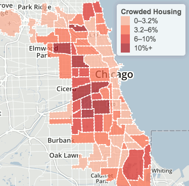 Percent of occupied crowded housing units, 2007-2011 (Chicago Health Atlas)
