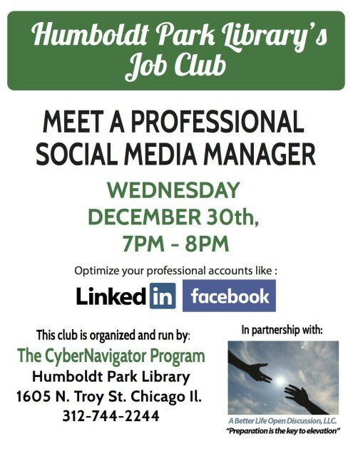 Humboldt Park Library Job Club Flyer