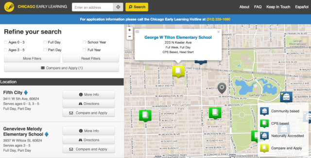 Chicago Early Learning Search Screenshot