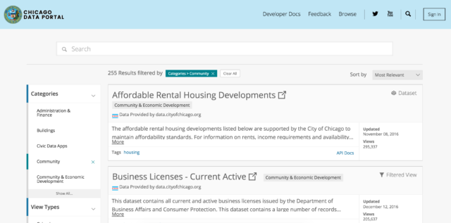 Data Portal Search Results Page