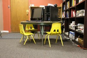 Computers, chairs, and business resource books at the Auburn Gresham Development Corporation