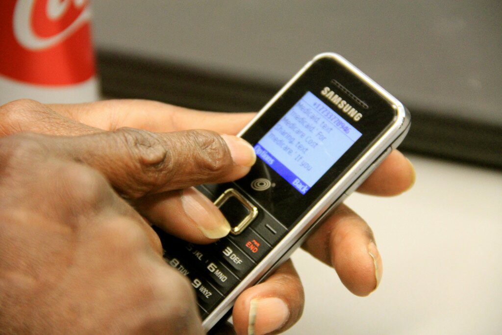 Receiving a text message from mRelief on a Samsung