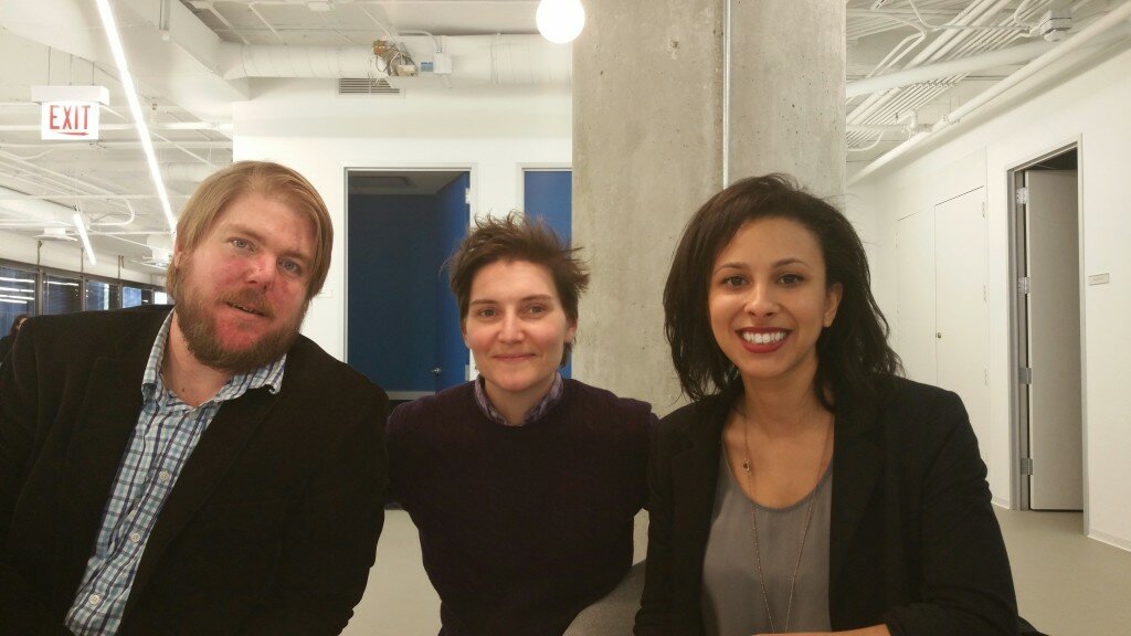 Donny Bridges, Whitney May, and Tiana Epps-Johnson in the Garage of The Chicago Community Trust.