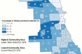 Obesity and overweight in kindergarten, 6th and 9th grades, 2012-13 (Chicago Public Schools)